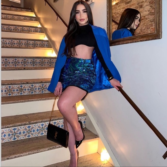 Sequin short skirt blue/green - Picture 1 of 12